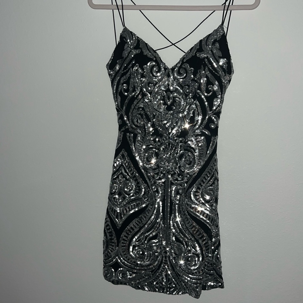 black and glitter dress